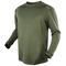 The Condor Maxfort Long Sleeve Training Top in olive green features a crew neck and CONDOR printed on the left shoulder—ideal for military use or days at the shooting range, shown against a plain background.